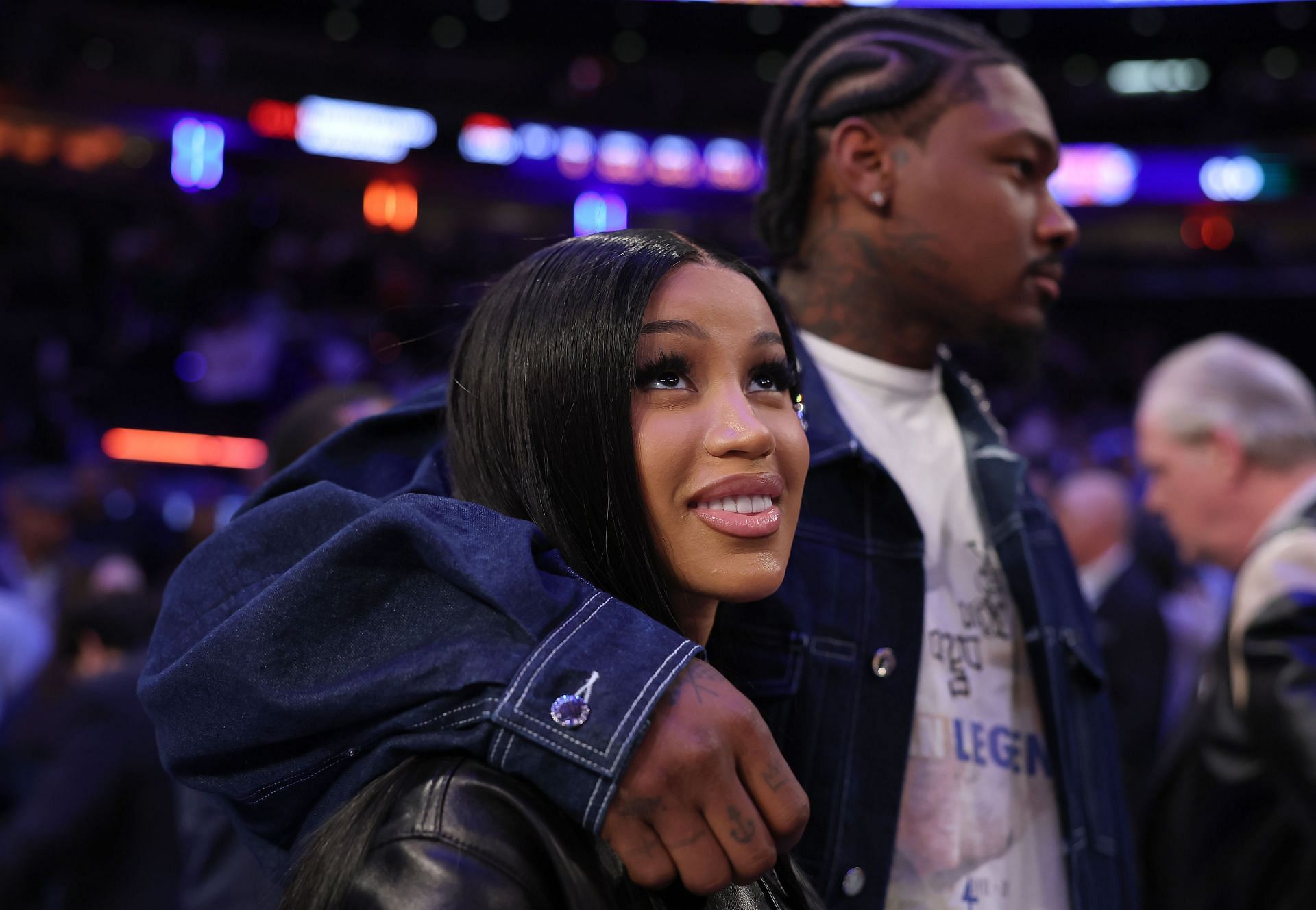 Cardi B and Stefon Diggs at Game Four of Boston Celtics vs New York Knicks (Image via Getty)
